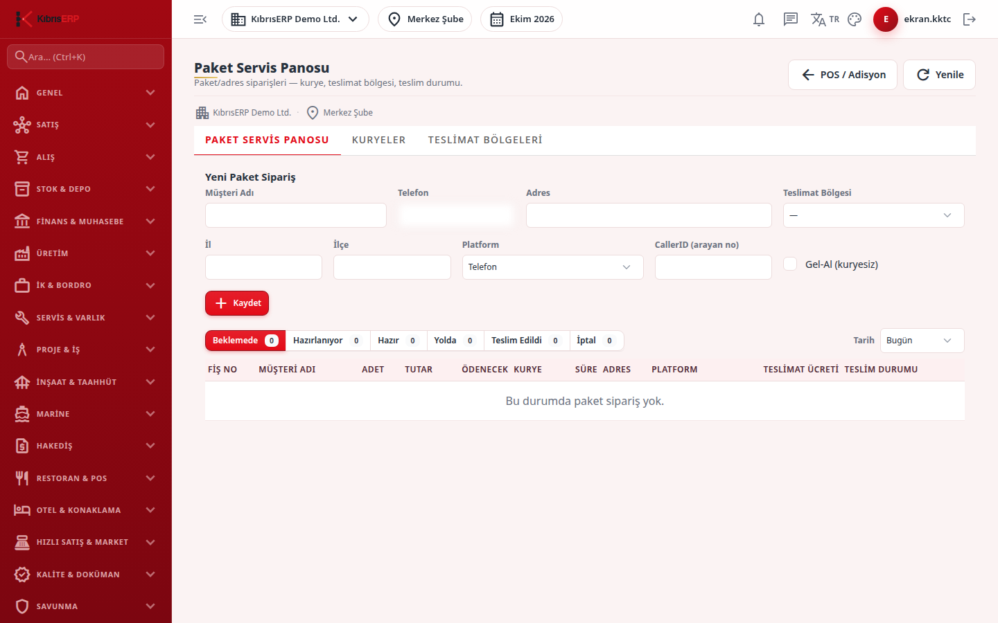 Paket Servis Panosu